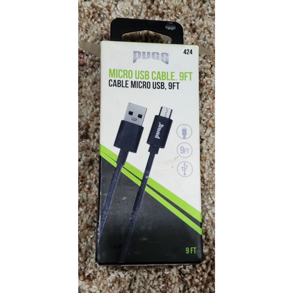 PUGS Micro USB Cable 424 Extra Long 9 Foot Tangle Resistant